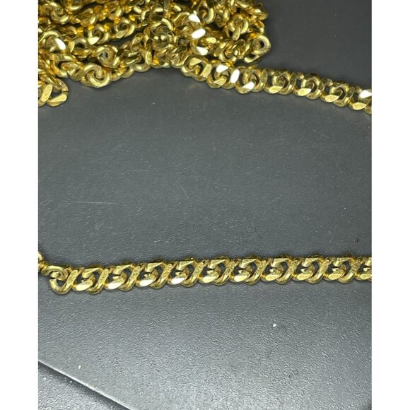 Monet Flat Miami Cuban 18" goldtone chain necklace Vintage signed - Picture 3 of 8